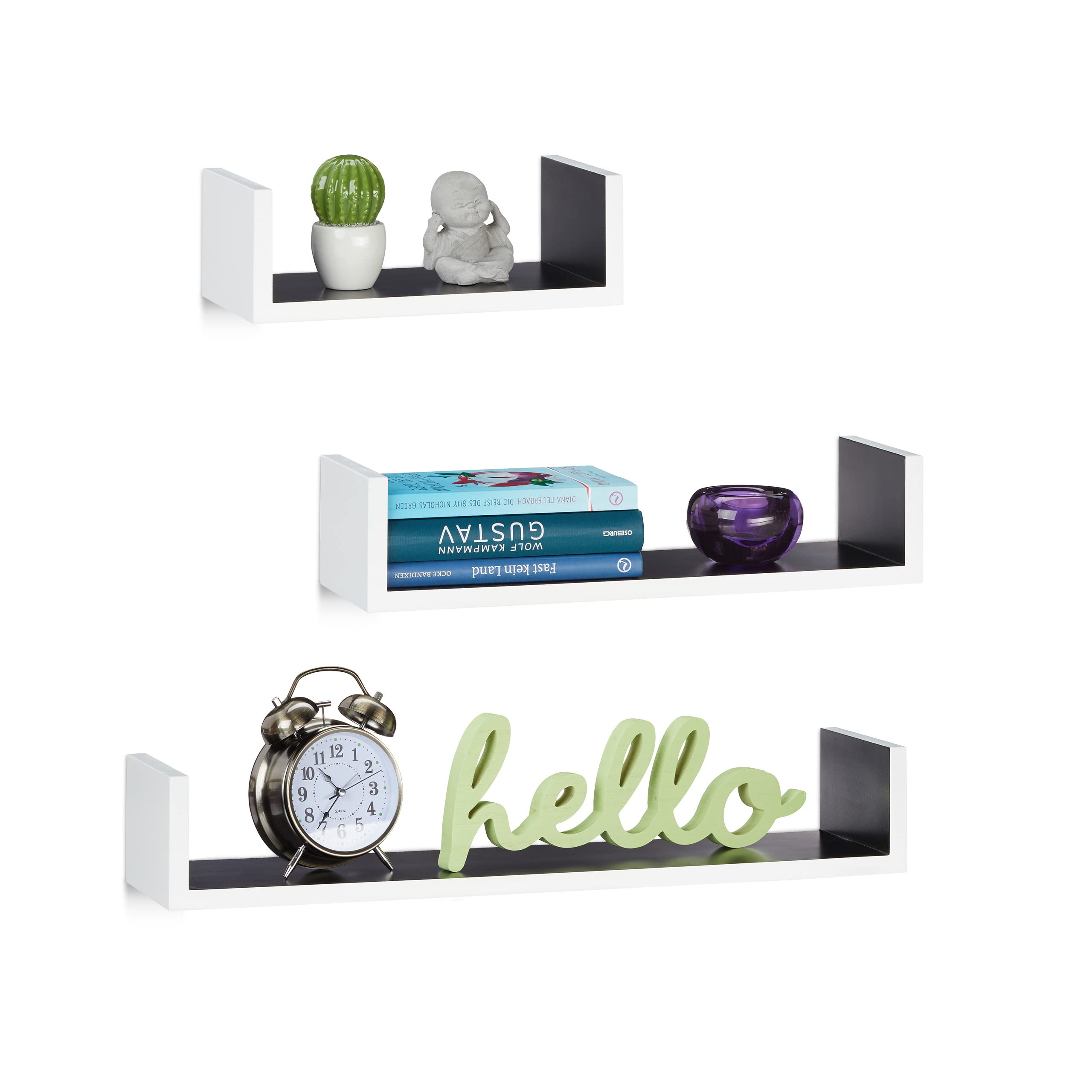 relaxdays-wandregal-u-form-3er-set-mdf-wei-schwarz-15-cm-tief image 1