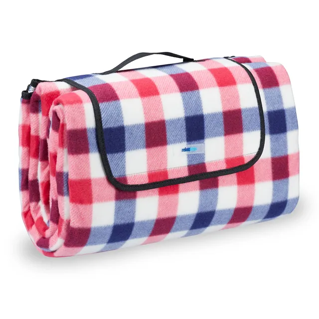 relaxdays-picknickdecke-fleece-xxl-200x200-cm-wasserdichte-stranddecke-mit-alu-b image 1