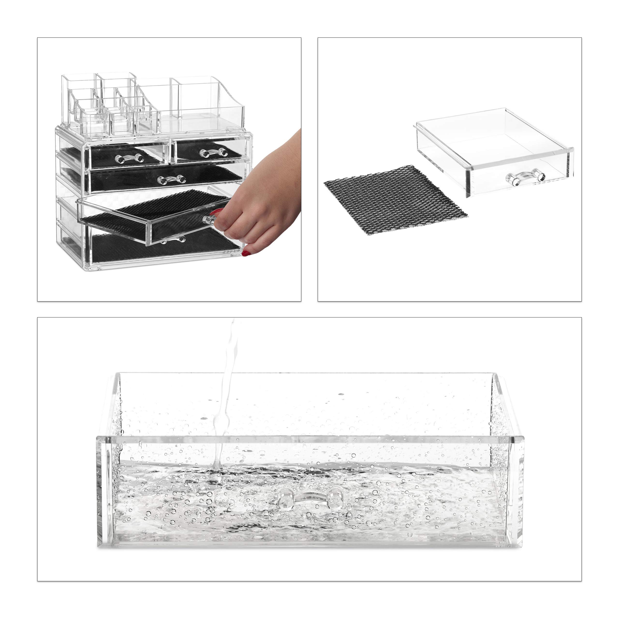 relaxdays-make-up-organizer-transparent-mit-5-schubladen-2-teilig image 7