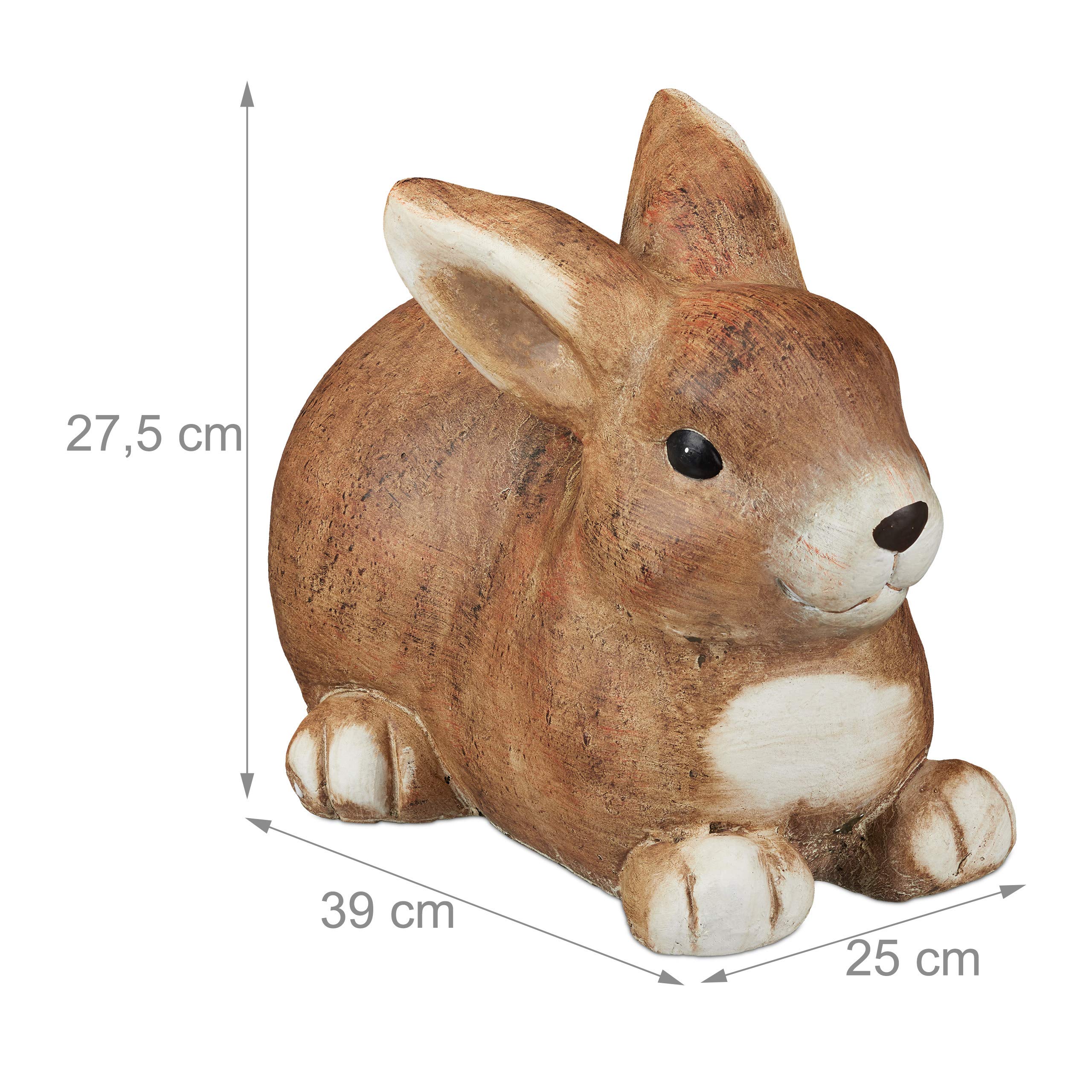 relaxdays-gartenfigur-hase-sitzender-langohr-aus-keramik-braun-frostsicher-wette image 4