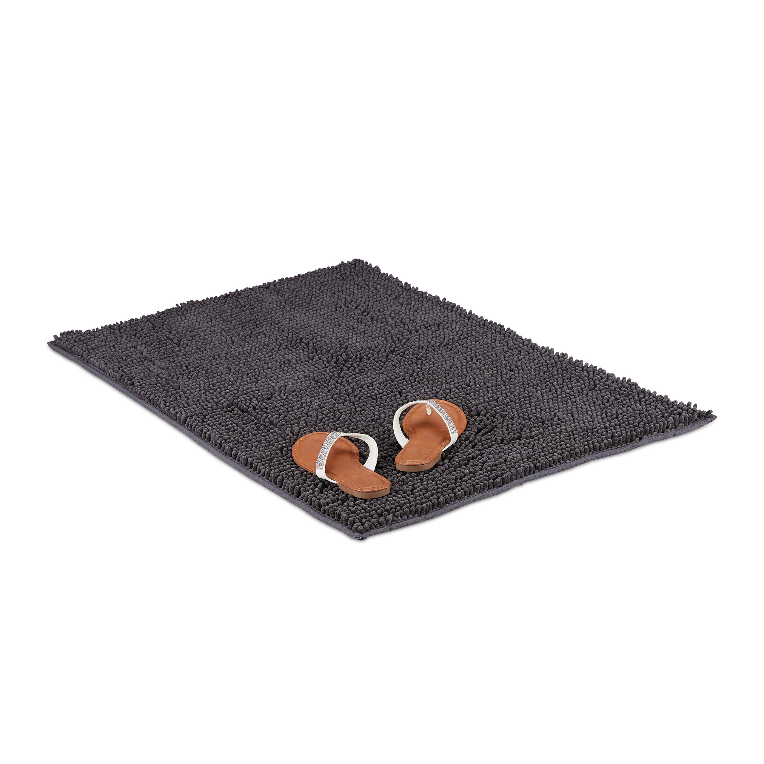 relaxdays-badteppich-mikrofaser-shaggy-60-x-100-cm-grau image 1