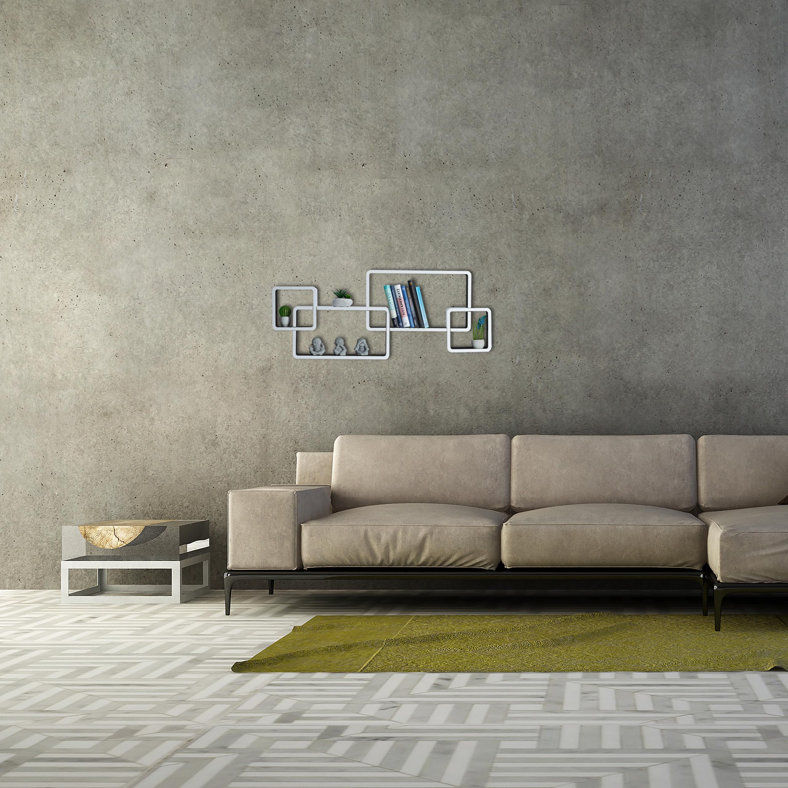 relaxdays-wandregal-cube-4-w-rfel-mdf-wei-schwarz image 2