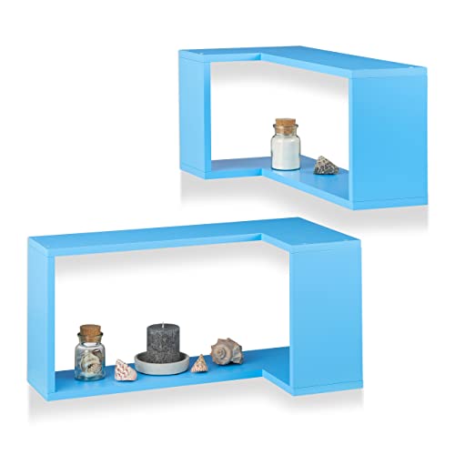 relaxdays-eck-wandregal-2er-set-schwebend-mdf-blau image 5