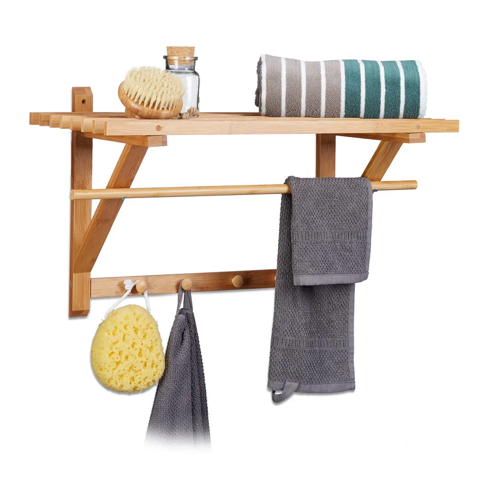 relaxdays-wandgarderobe-bambus-mit-hutablage-natur-35-x-60-x-30-cm image 1
