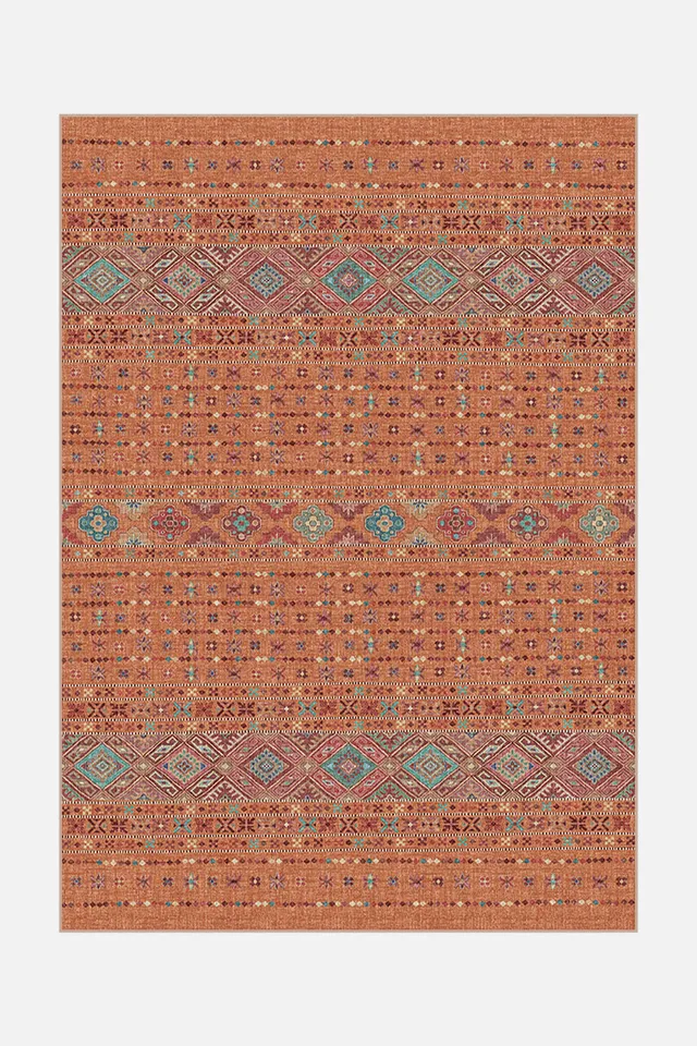 teppana-noura-zimt-teppich-waschbarer-boho-teppich-bunt image 1