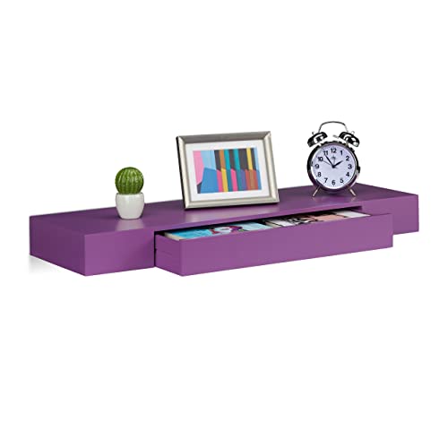 relaxdays-wandregal-mit-schublade-25-cm-tief-violett-mdf image 7