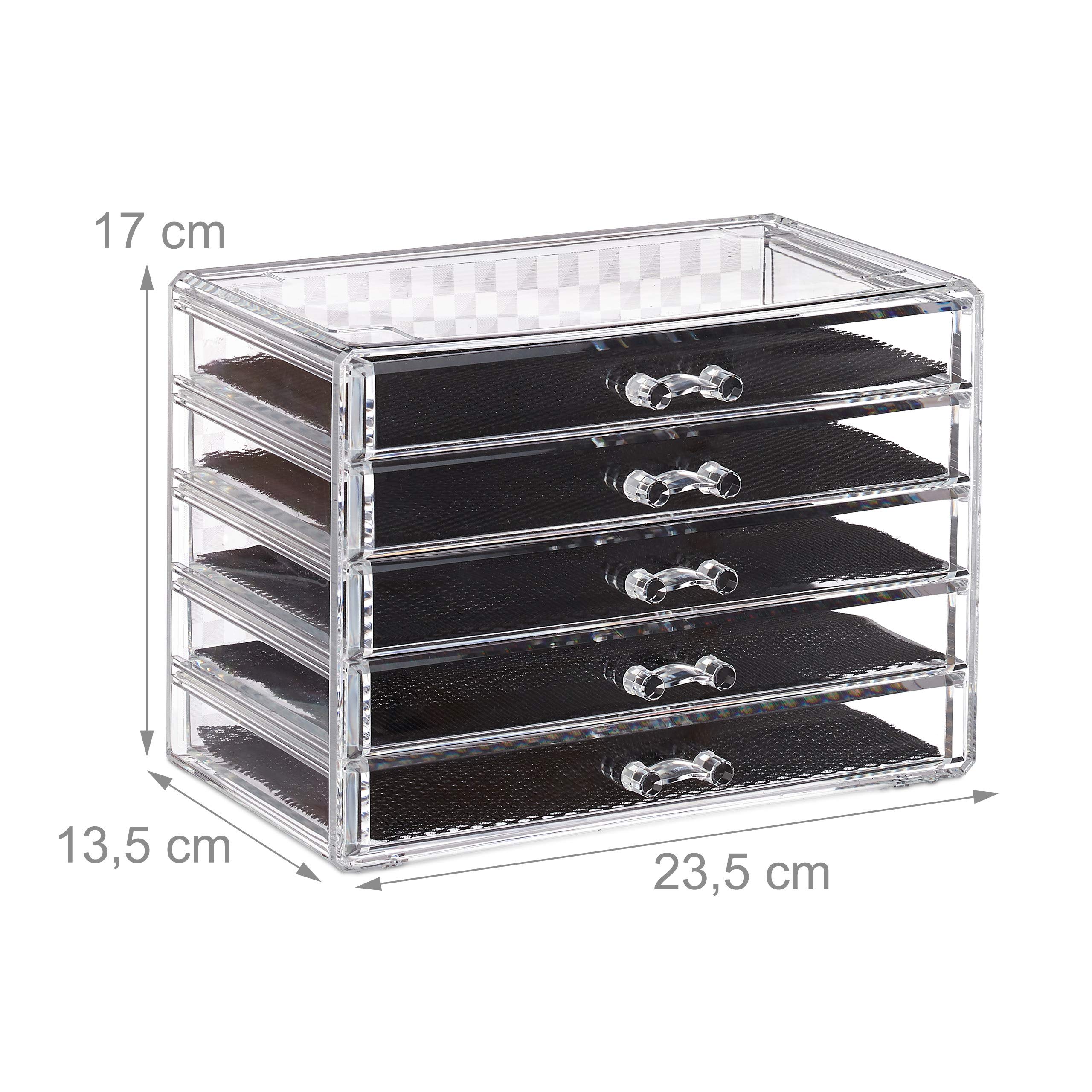 relaxdays-kosmetik-organizer-acryl-5-schubladen-transparent image 4