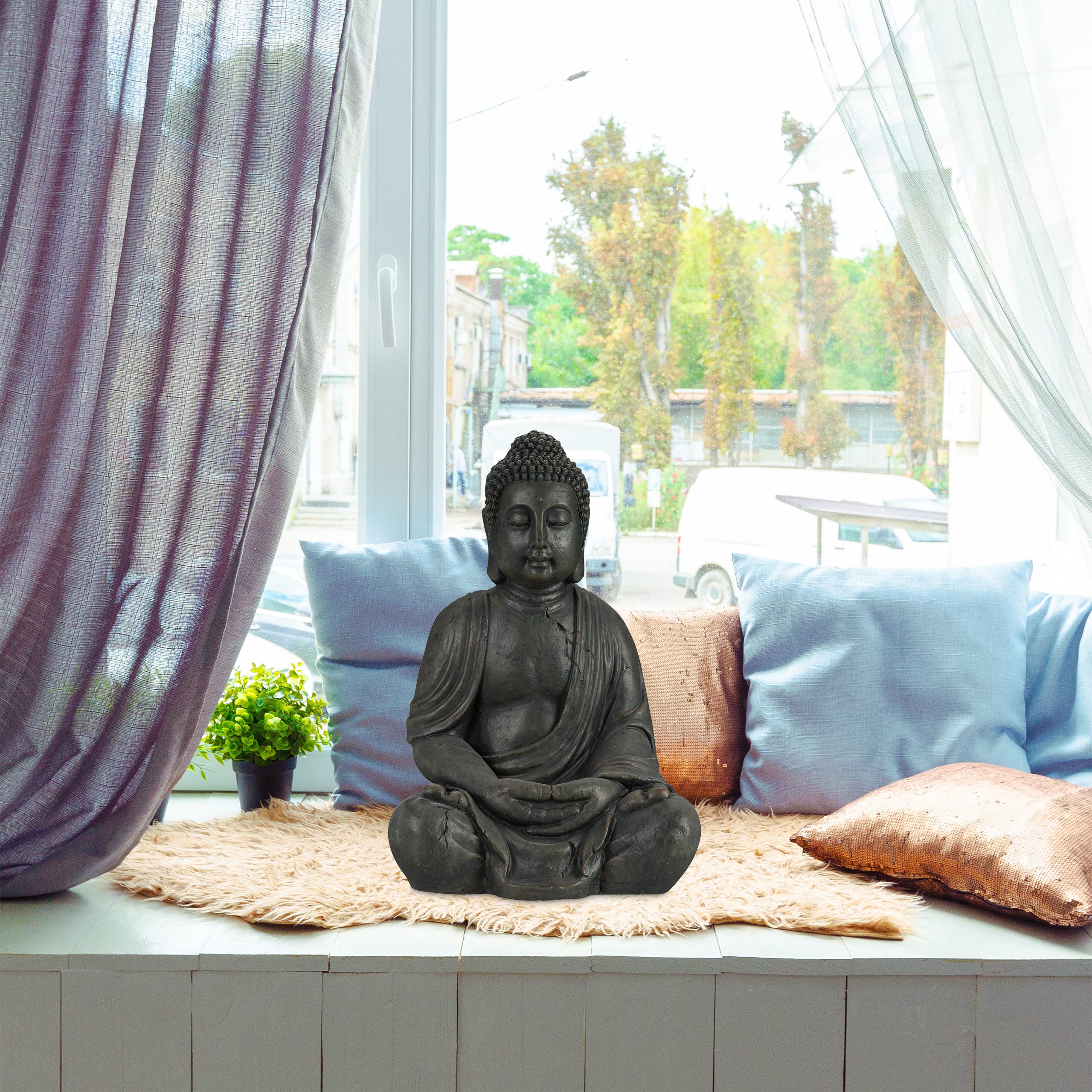relaxdays-buddha-figur-sitzend-xl-70-cm-polyresin-dunkelgrau image 2