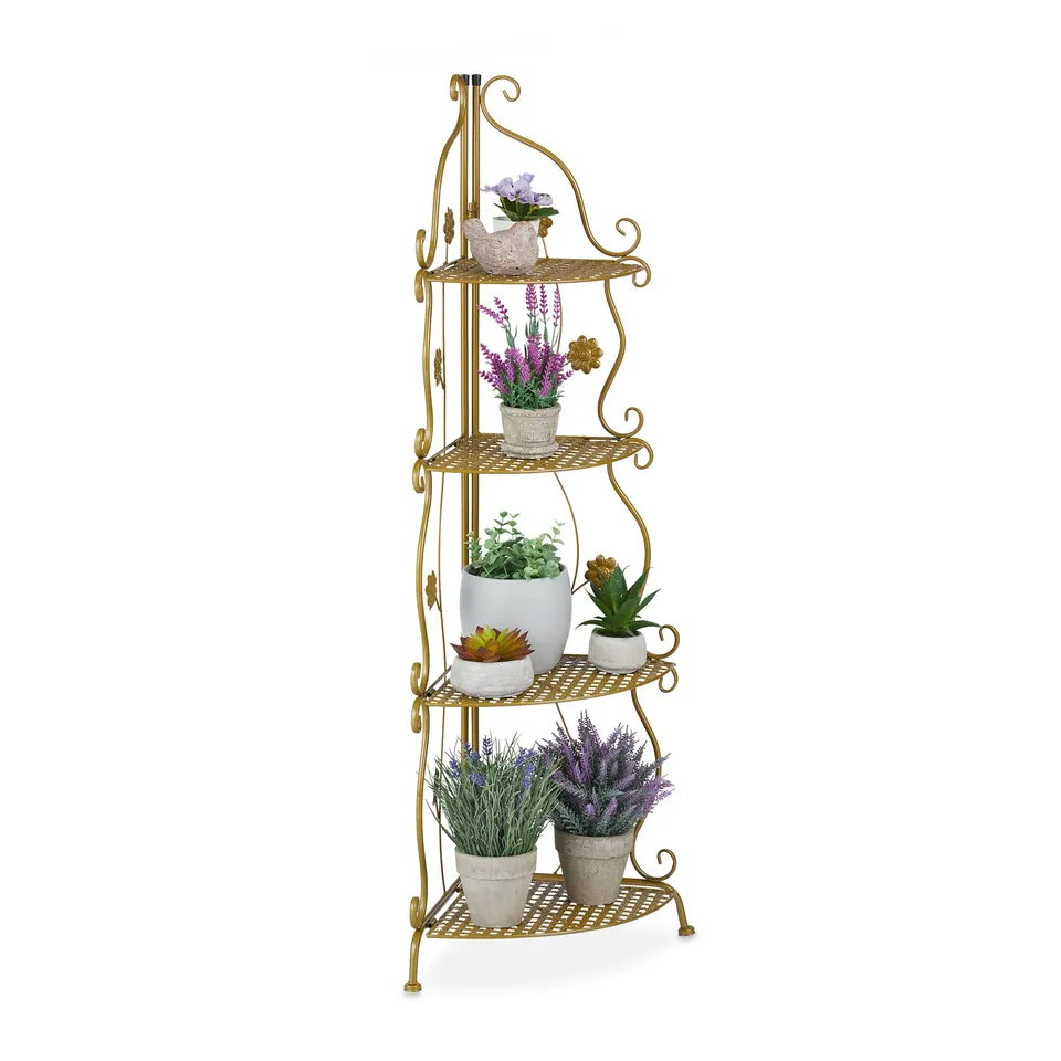 relaxdays-blumenregal-metall-4-stufig-gold-eckregal-113-5x31x31-cm-klappbar image 1