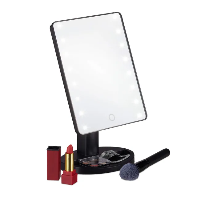 relaxdays-schminkspiegel-led-schwarz-verstellbar-28-5-x-17-x-12-cm image 1