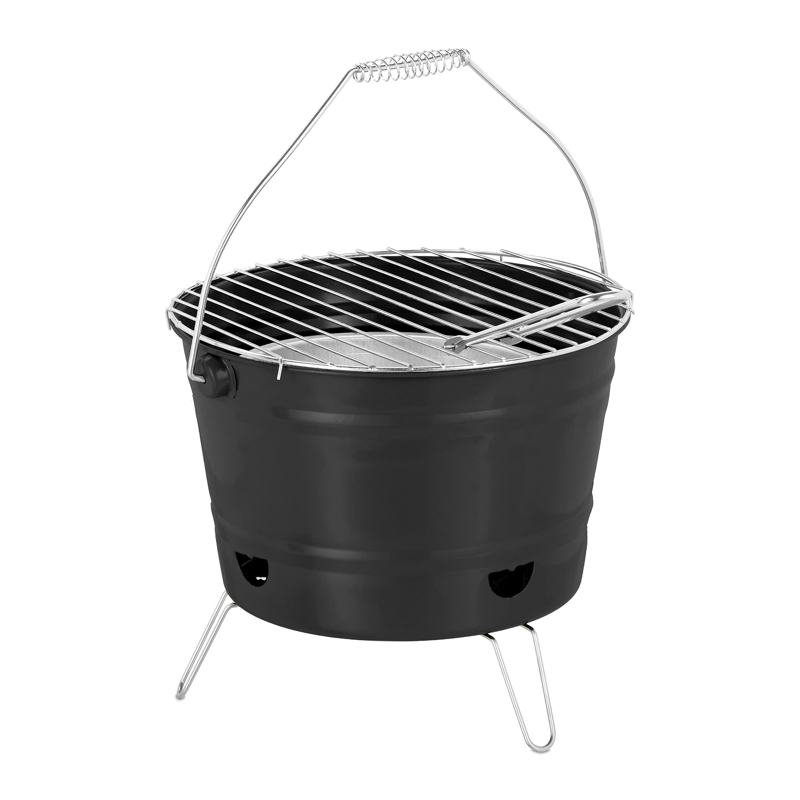 relaxdays-mini-grill-eimergrill-rund-27-cm-schwarz-mobil-f-r-balkon-camping image 1