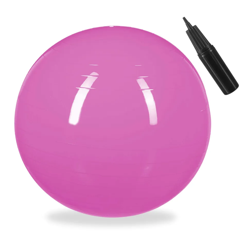 relaxdays-gymnastikball-fitnessball-55-cm-pink-mit-luftpumpe image 1