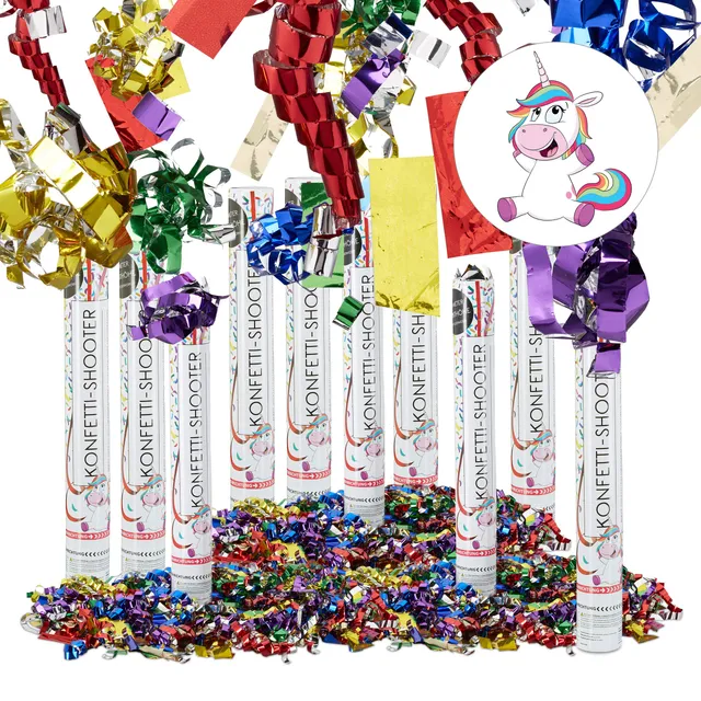 relaxdays-10er-set-party-popper-40-cm-einhornglitter image 1