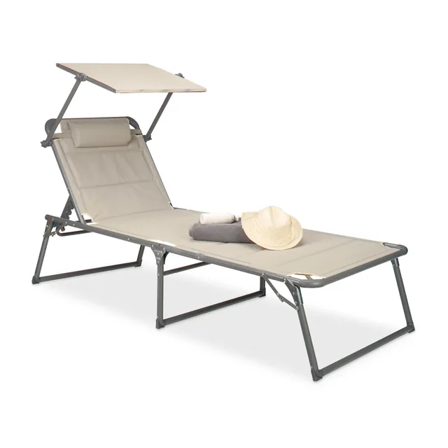 relaxdays-gartenliege-klappbar-mit-dach-textilene-beige-37-x-70-x-200-cm image 1