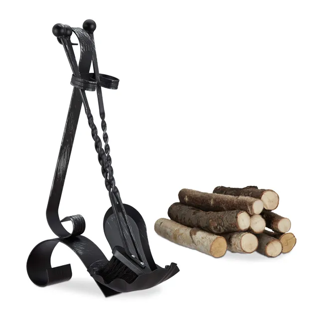 relaxdays-kaminbesteck-4-tlg-stahl-schwarz-antik image 1