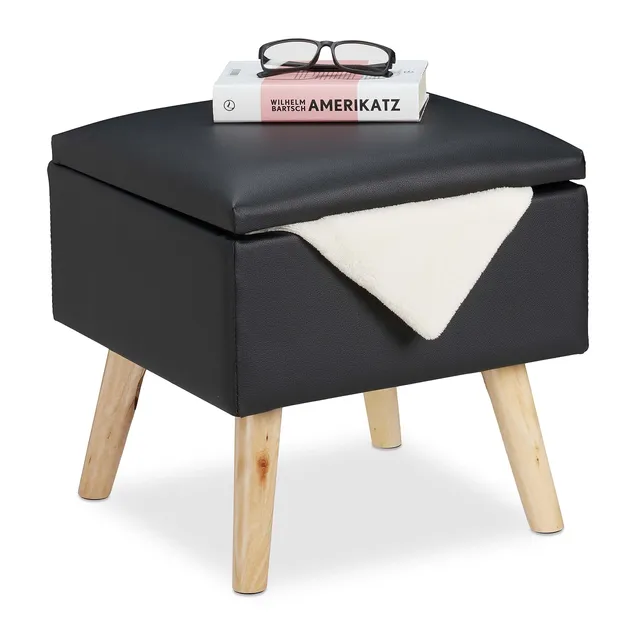 relaxdays-sitzhocker-mit-stauraum-40-x-40-x-40-cm-kunstleder-schwarz image 1