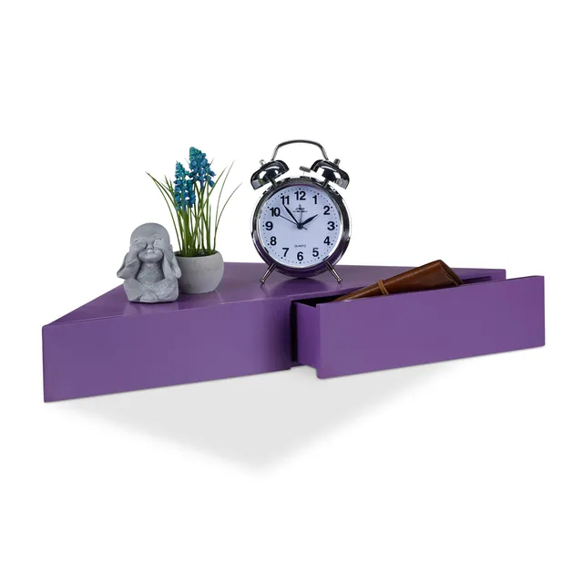 relaxdays-eck-wandregal-dreieck-mit-2-schubladen-8-x-60-x-30-cm-violett image 1