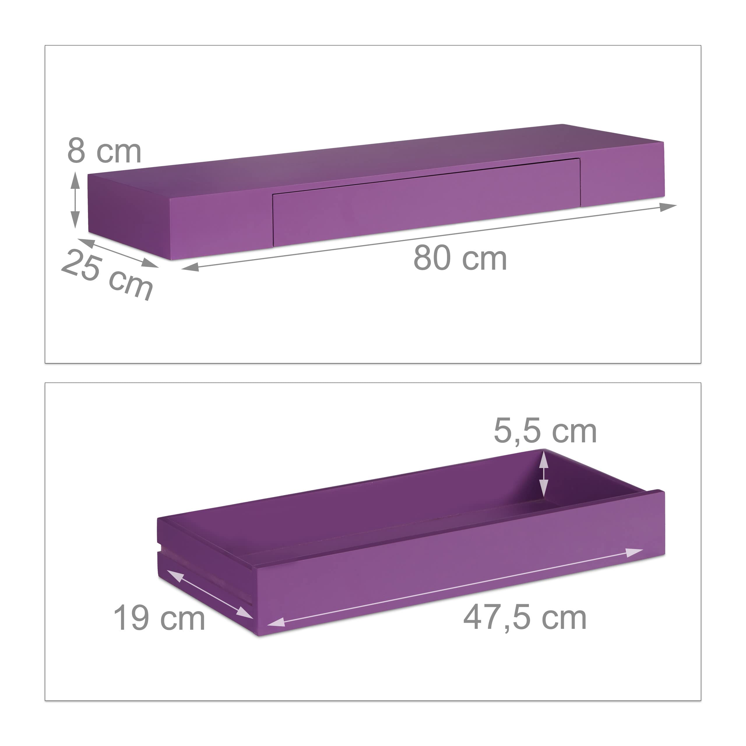 relaxdays-wandregal-mit-schublade-25-cm-tief-violett-mdf image 3