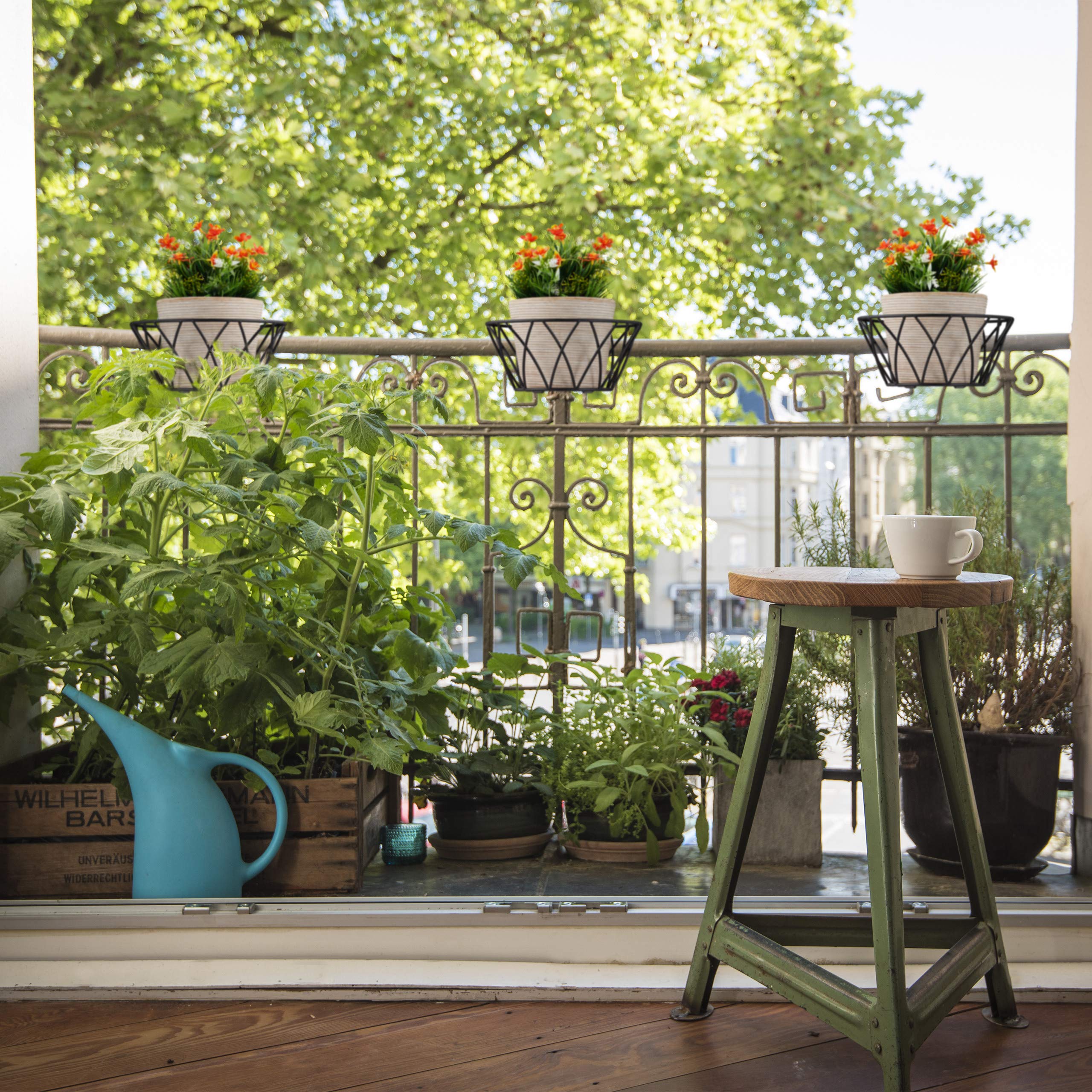 relaxdays-blumentopfhalter-balkon-3er-set-metall-schwarz-11x25-cm-verstellbar image 5