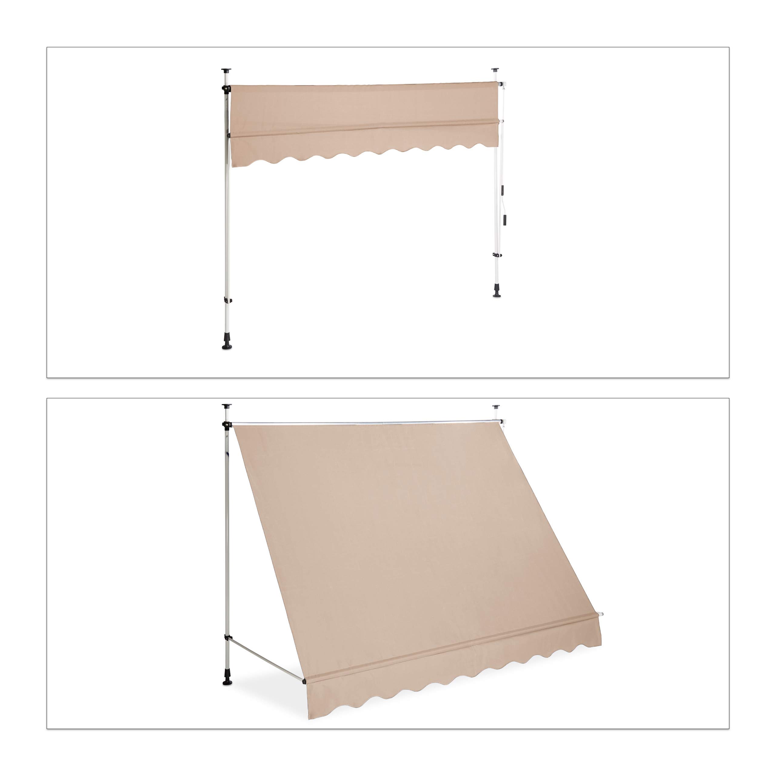 relaxdays-klemmmarkise-250-cm-beige-einziehbarer-balkon-sonnenschutz-ohne-bohren image 5