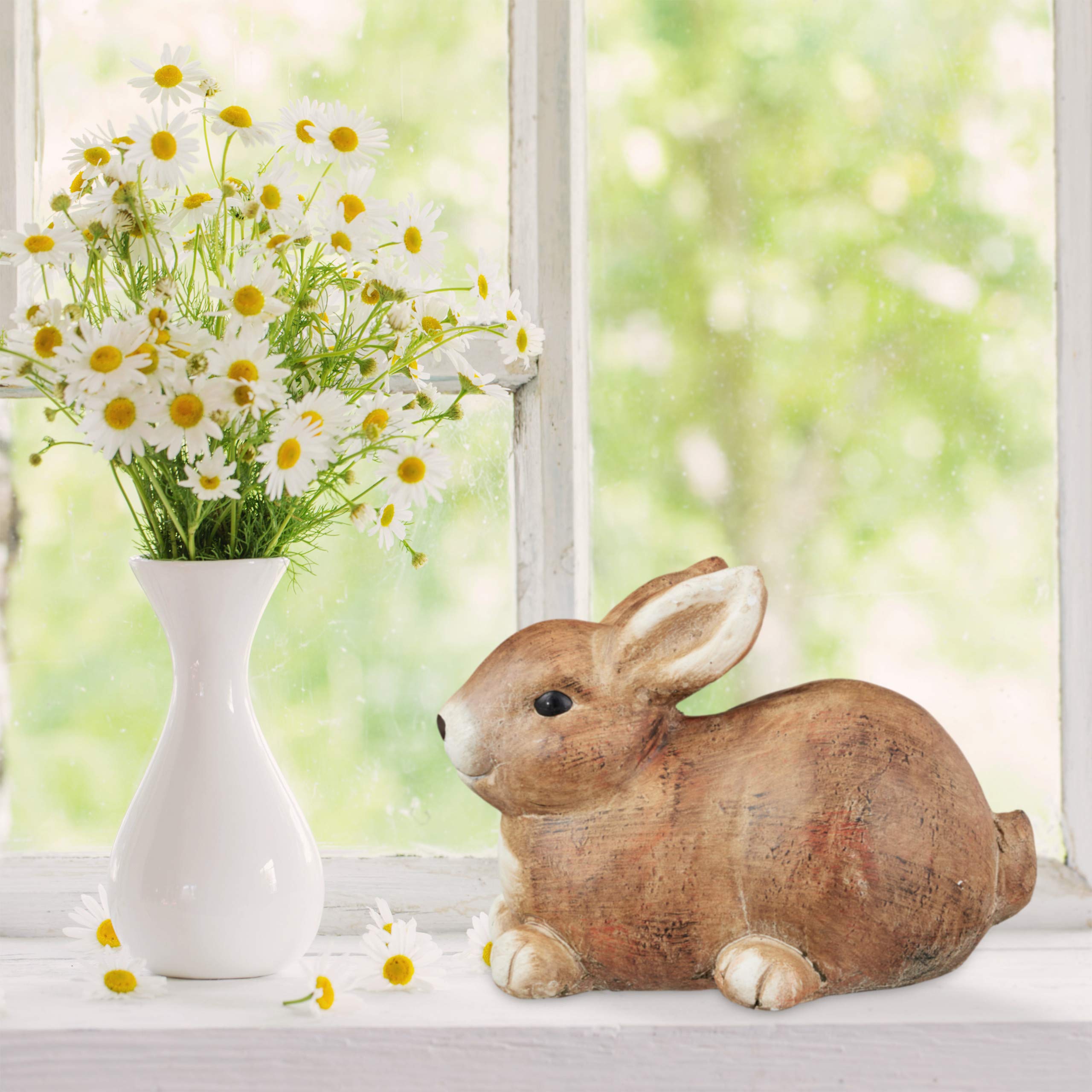 relaxdays-gartenfigur-hase-sitzender-langohr-aus-keramik-braun-frostsicher-wette image 3