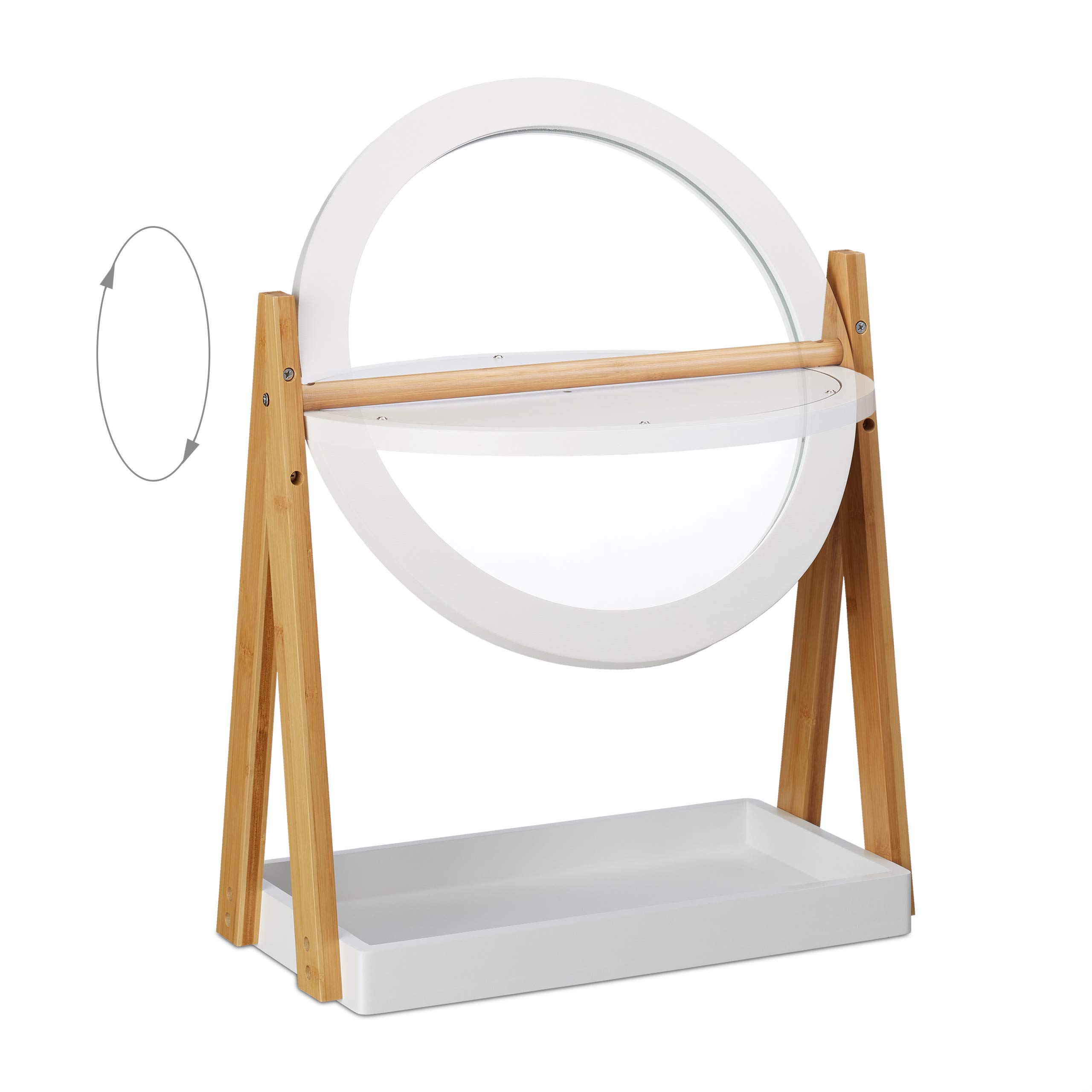 relaxdays-kosmetikspiegel-schwenkbar-bambus-mdf-wei-natur-32-5-cm image 6