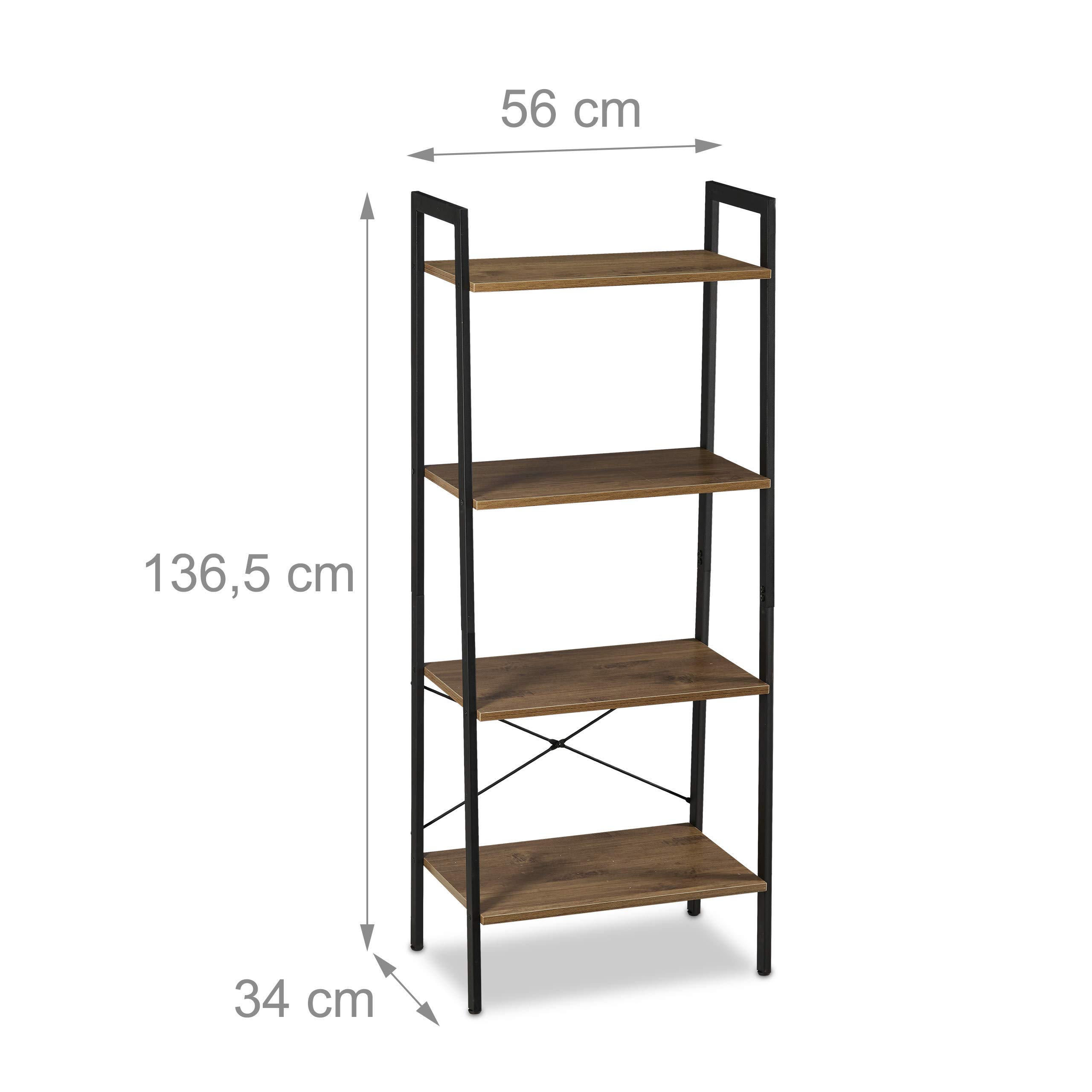 relaxdays-b-cherregal-leiterregal-4-etagen-industrial-136-5x56x34-cm image 3