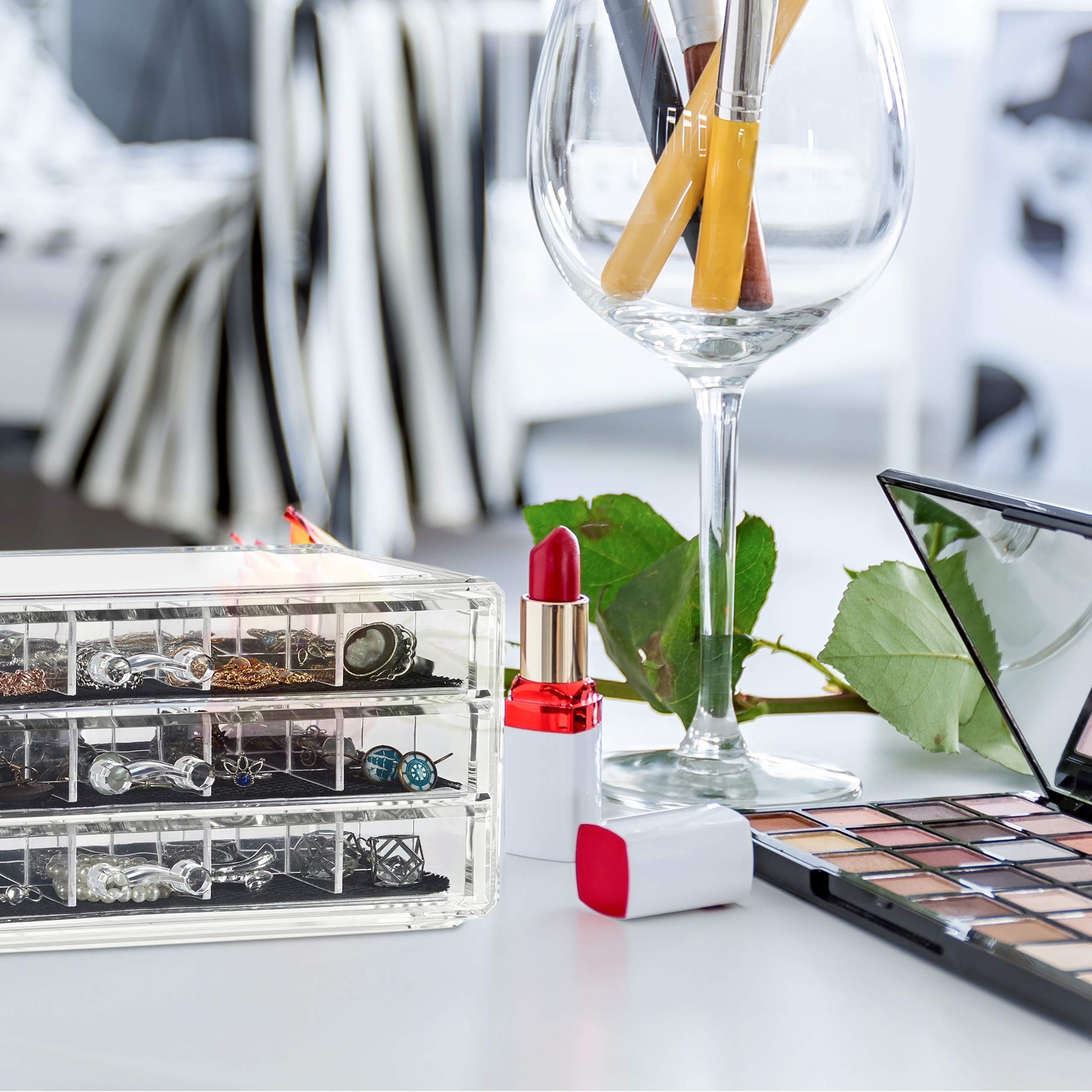 relaxdays-make-up-organizer-acryl-schmuckkasten-transparent-mit-3-schubladen image 3