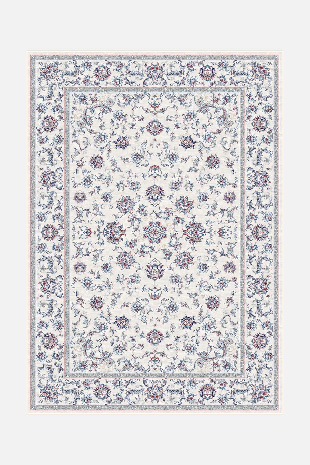 teppana-iris-blau-teppich-waschbar-floral-beige-natur image 1