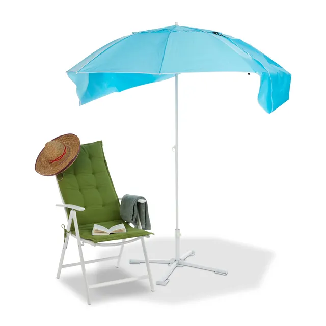 relaxdays-2-in-1-sonnenschirm-strandmuschel-blau-210x180-cm image 1