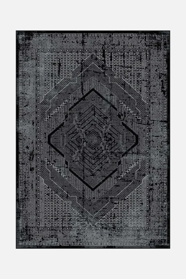 teppana-maria-ebenholz-teppich-waschbar-klassisch-grau-schwarz image 1