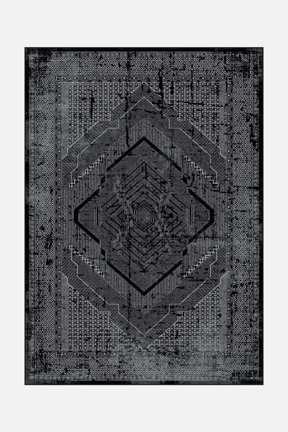 teppana-maria-ebenholz-teppich-waschbar-klassisch-grau-schwarz image 1