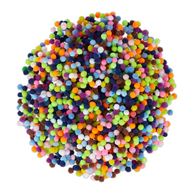 relaxdays-pompons-mini-set-2000-st-ck-bastel-bommeln-5-mm-bunt image 1