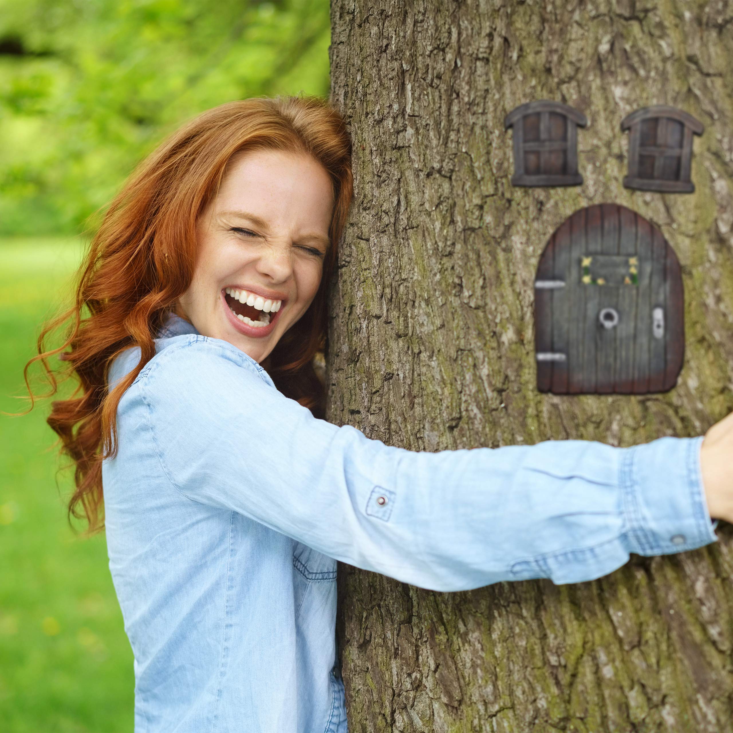 relaxdays-feent-r-garten-3-teilig-fairy-door-braun-wetterfest image 3