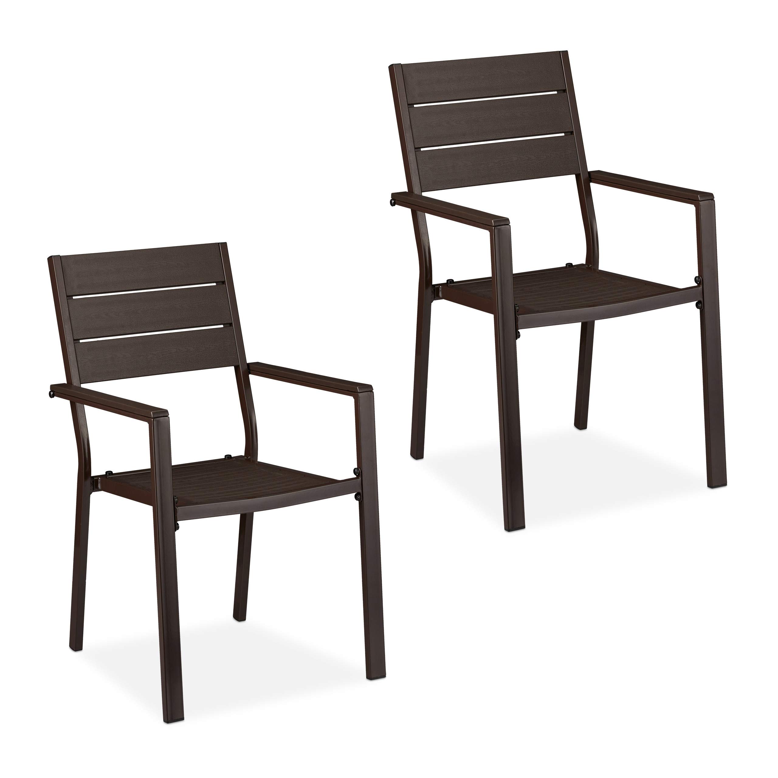 relaxdays-gartenstuhl-2er-set-holzoptik-wetterfester-balkonstuhl-89-x-54-x-63-cm image 1