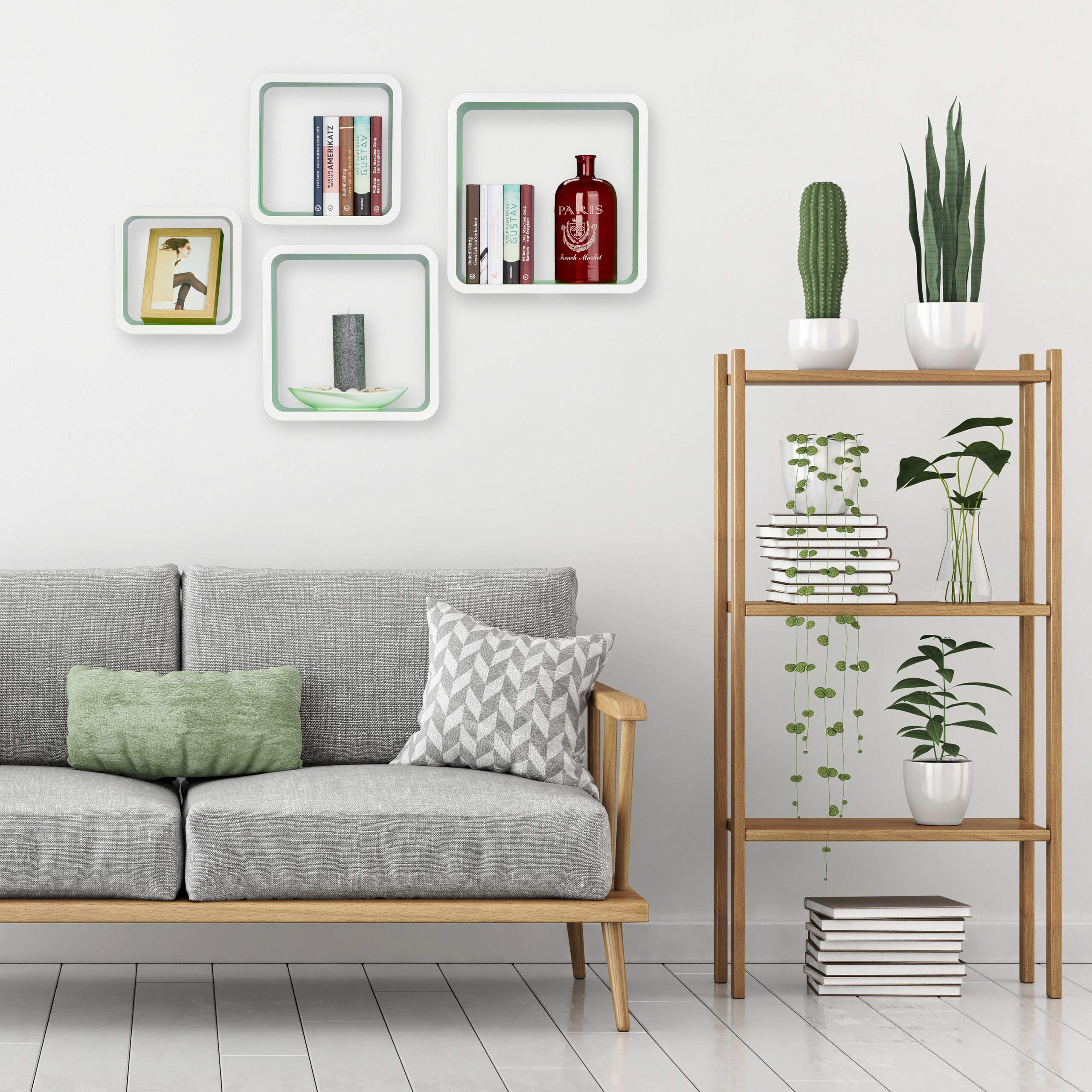 relaxdays-wandregal-cube-4-teiliges-set-mdf-braun image 2