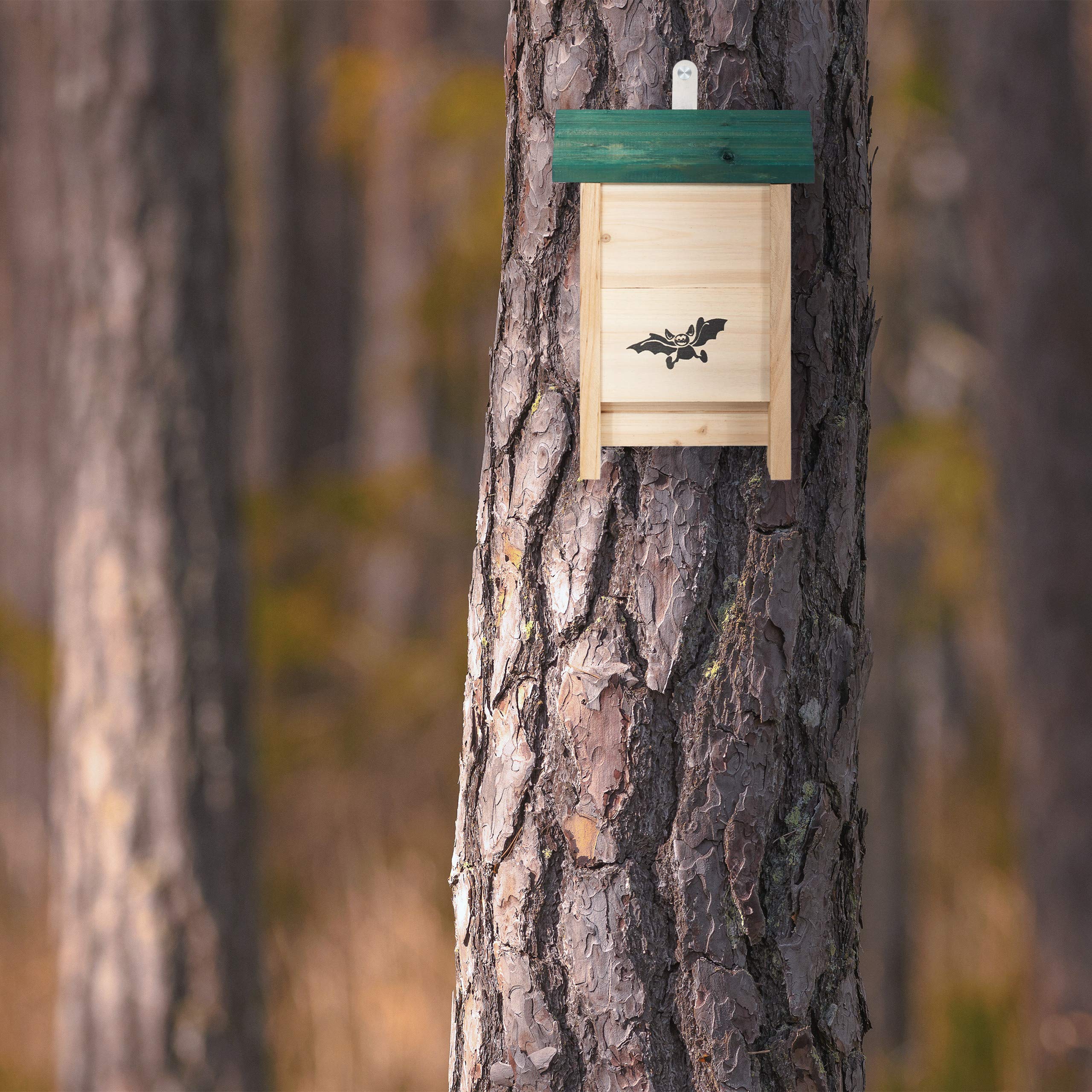 relaxdays-fledermauskasten-holz-natur-gr-n-unterschlupf-25-5-x-18-x-6-cm image 3