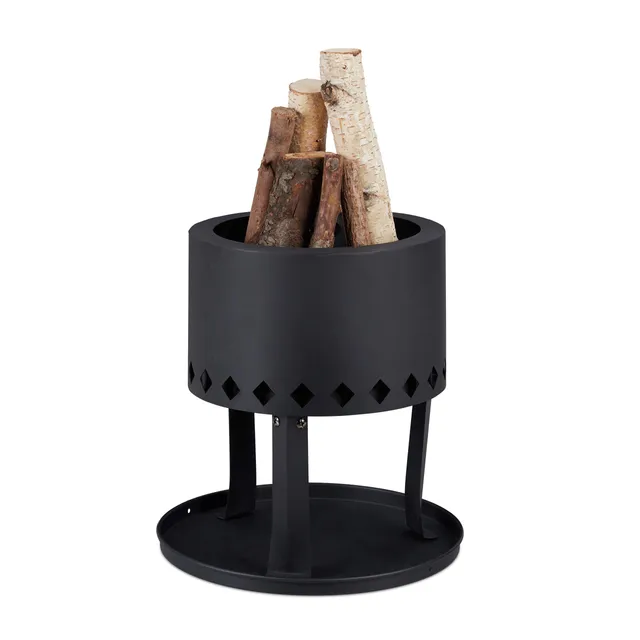 relaxdays-feuerschale-30-cm-aus-stahl-schwarz-mit-bodenplatte-und-sch-rhaken image 1