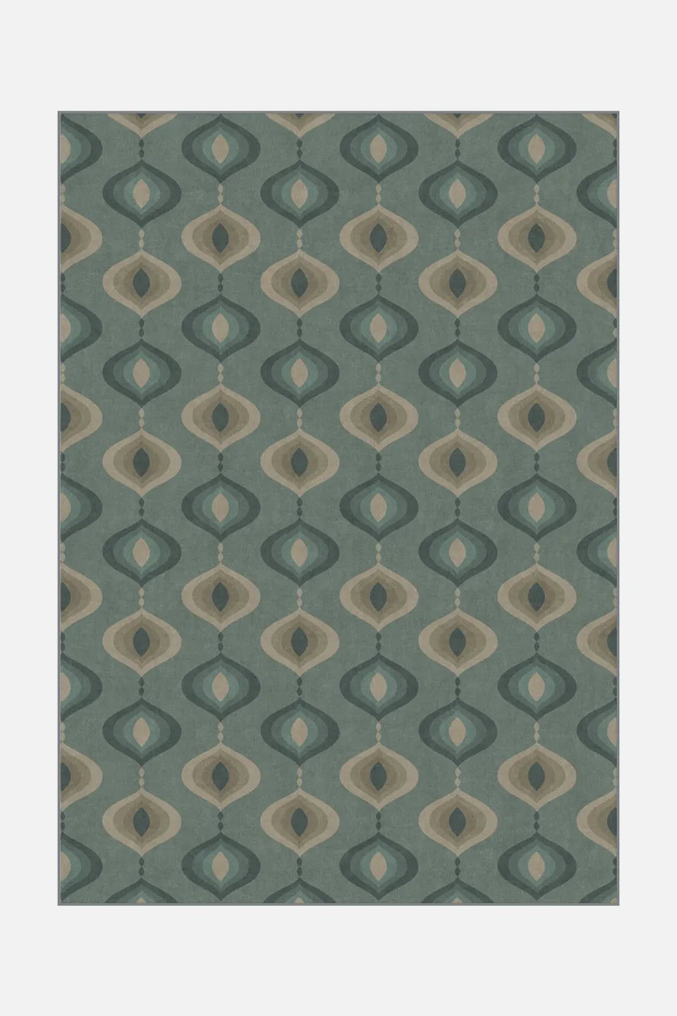 teppana-nordlicht-wald-teppich-waschbar-gr-n-beige-boho image 1