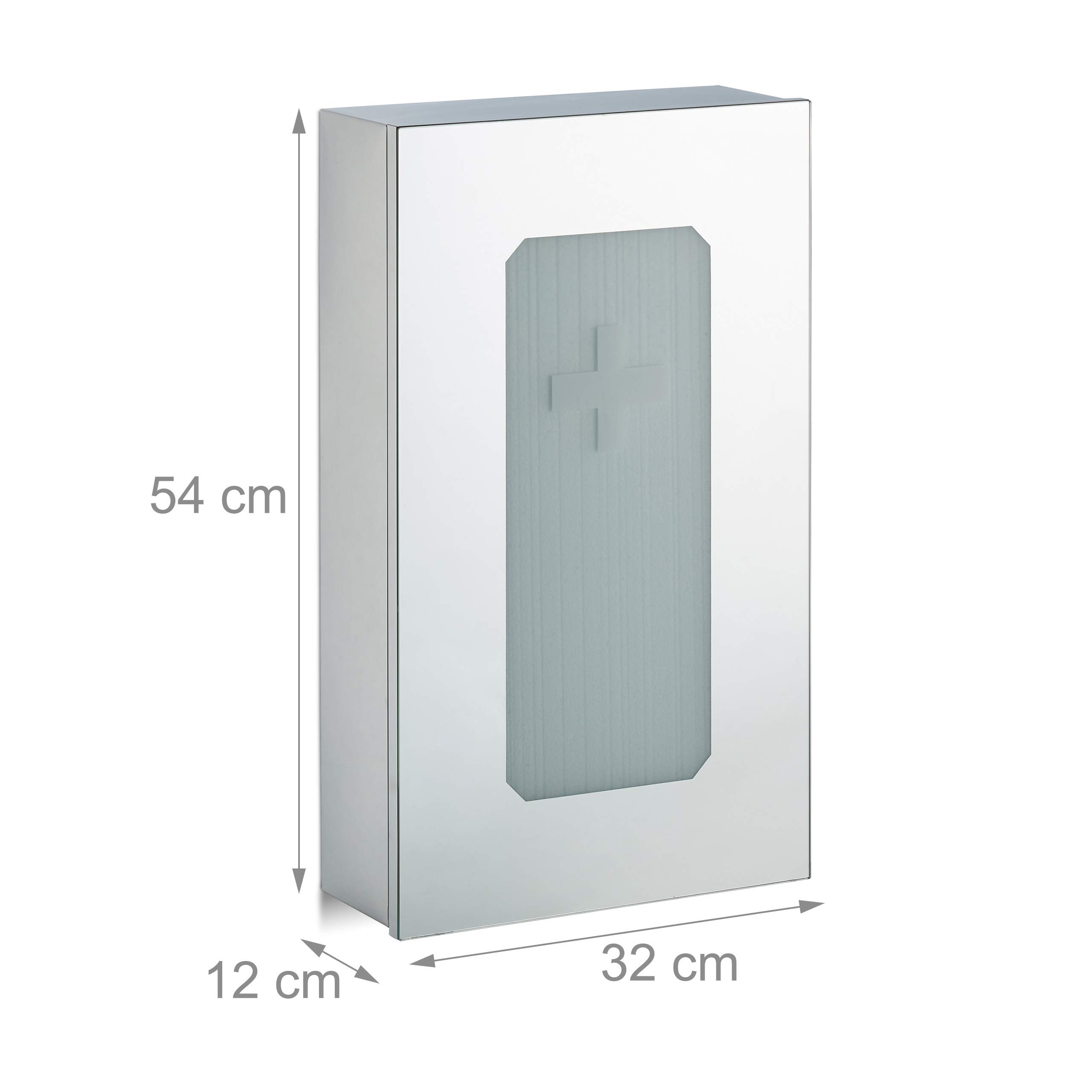 relaxdays-medizinschrank-edelstahl-mit-spiegelt-r-2-f-cher-54x32x12-cm image 3