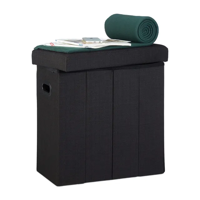 relaxdays-sitzhocker-faltbar-mit-stauraum-49-5-x-46-x-25-5-cm-schwarz image 1
