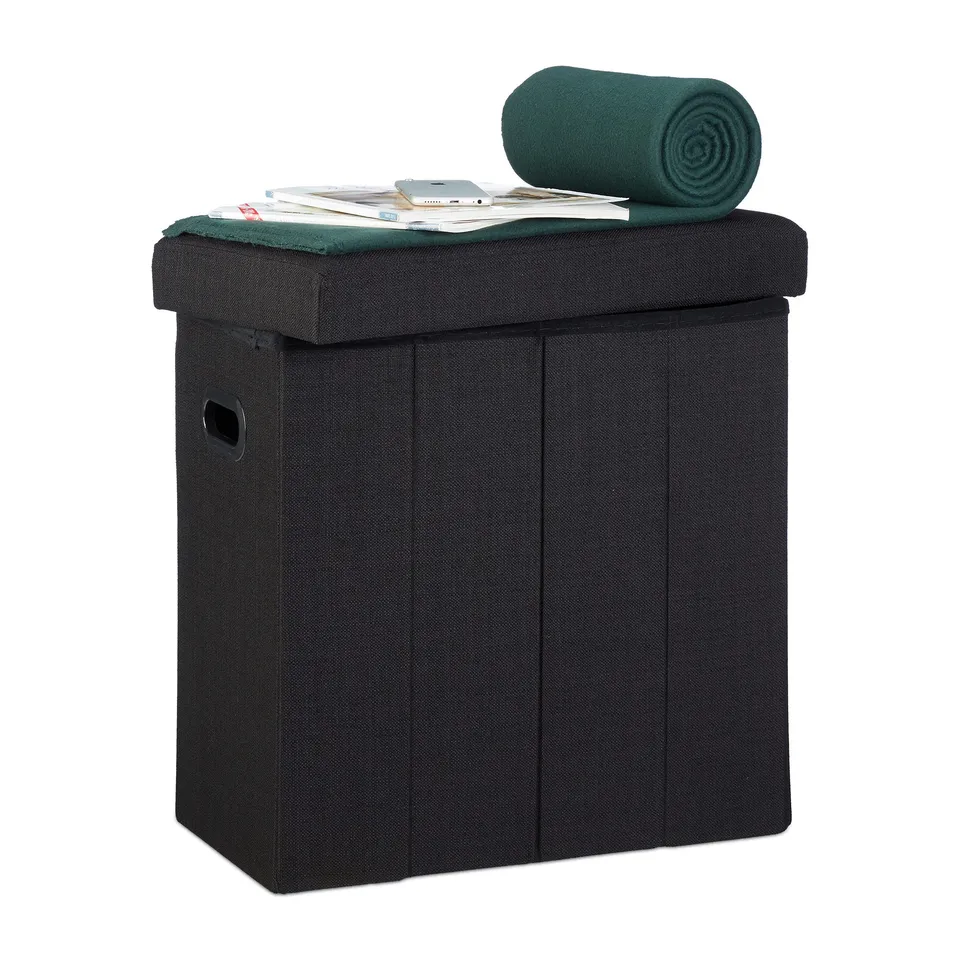 relaxdays-sitzhocker-faltbar-mit-stauraum-49-5-x-46-x-25-5-cm-schwarz image 1