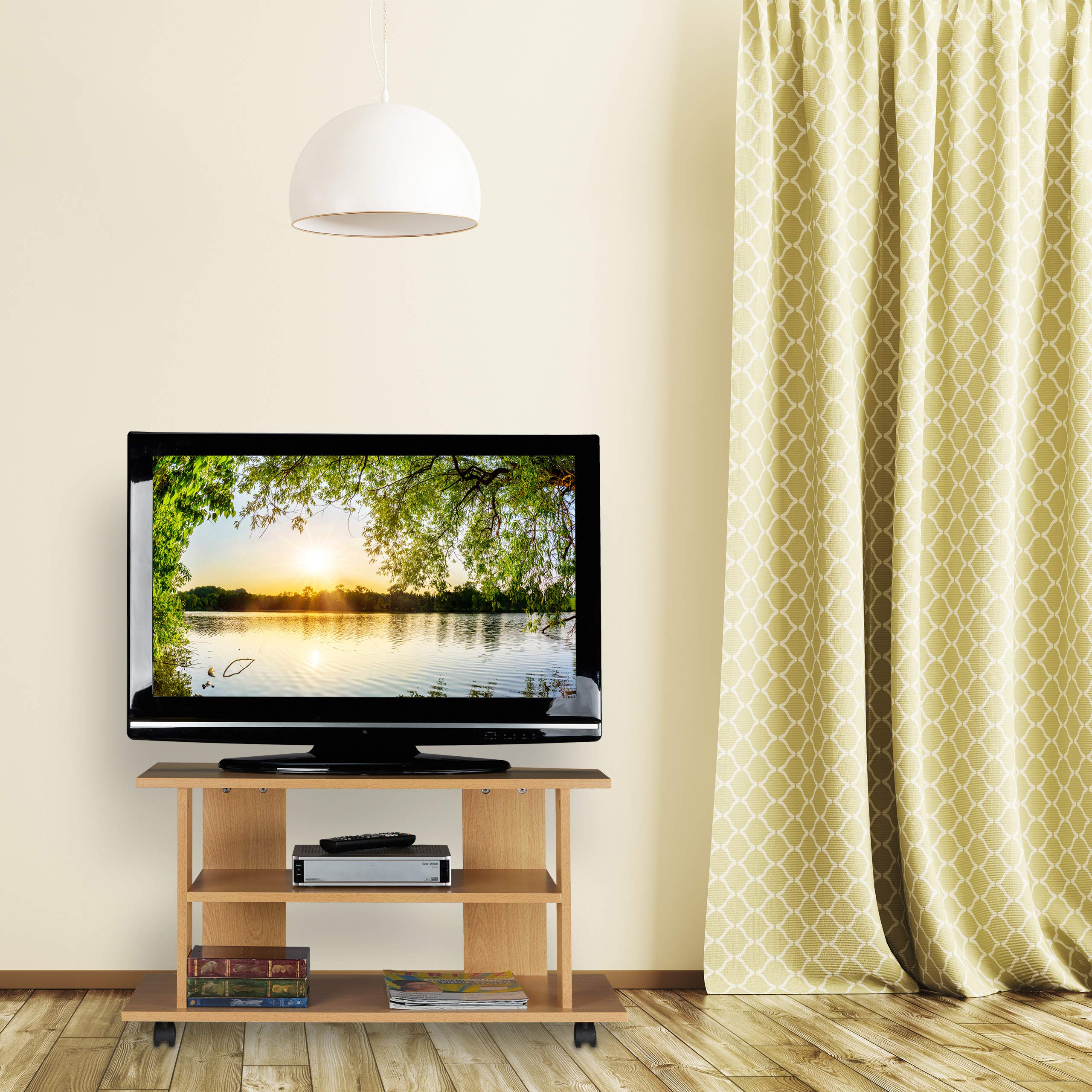 relaxdays-tv-board-mit-rollen-2-f-cher-45-x-80-x-40-cm-natur-holzoptik image 2