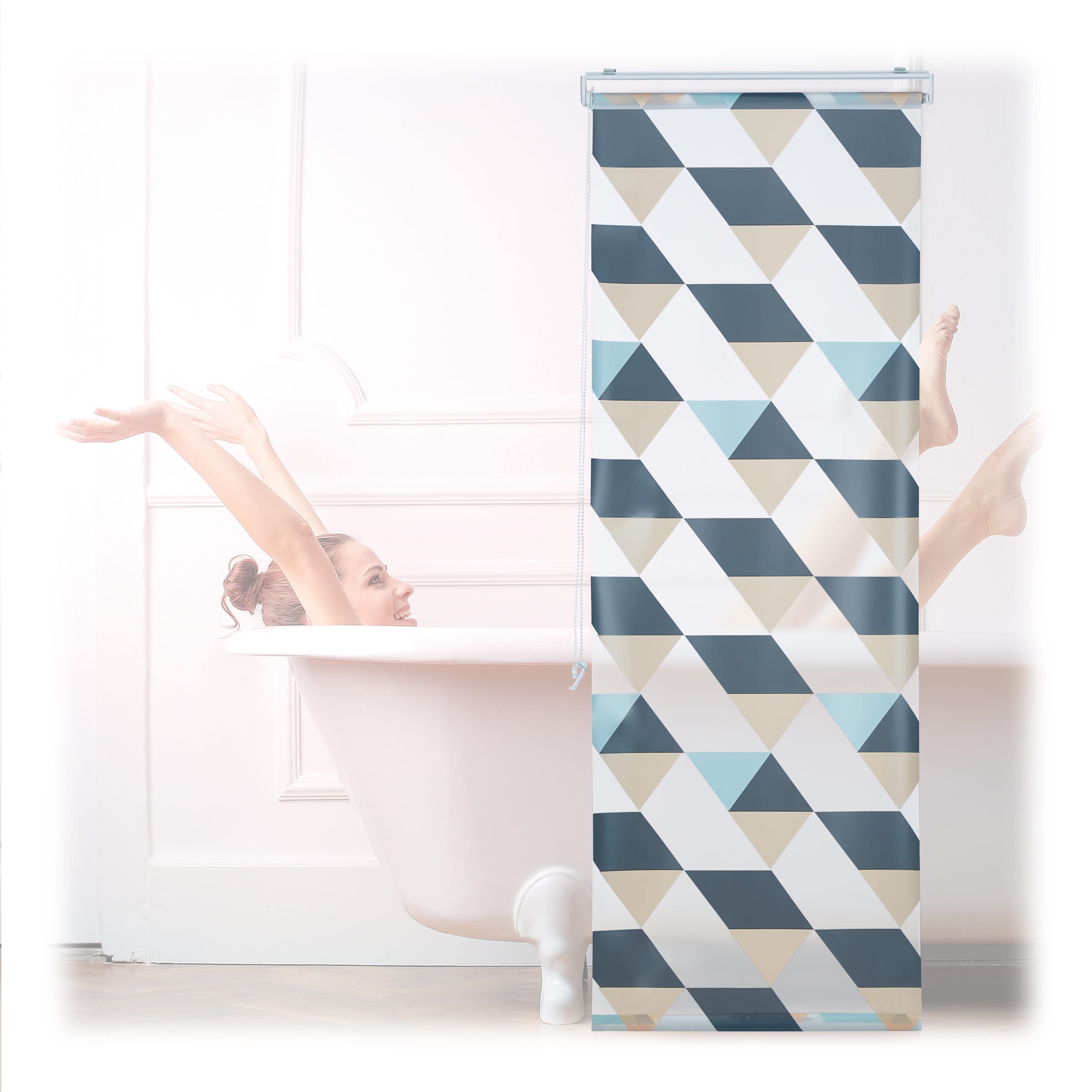 relaxdays-duschrollo-60-x-240-cm-dreieck-muster-bunt-mit-seilzug image 1