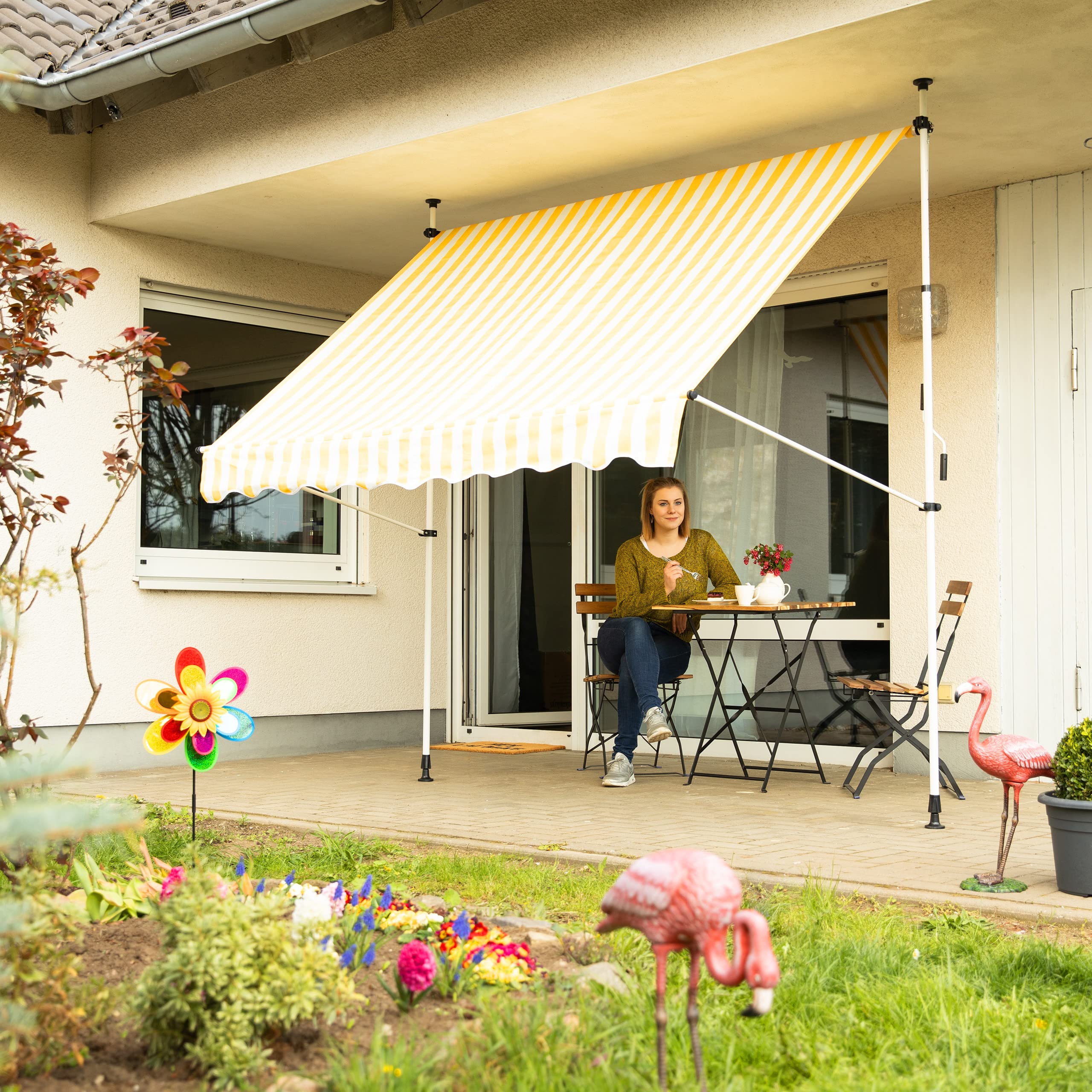 relaxdays-klemmmarkise-balkon-300-cm-fallarm-ohne-bohren-gestreift image 2
