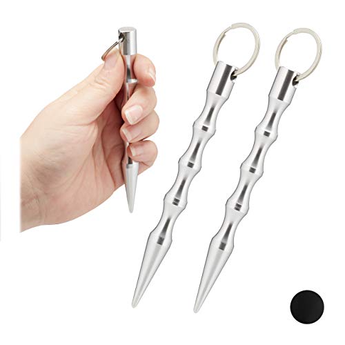 relaxdays-kubotan-2er-set-silber-14-cm-schl-sselanh-nger-mit-wellengriff image 8