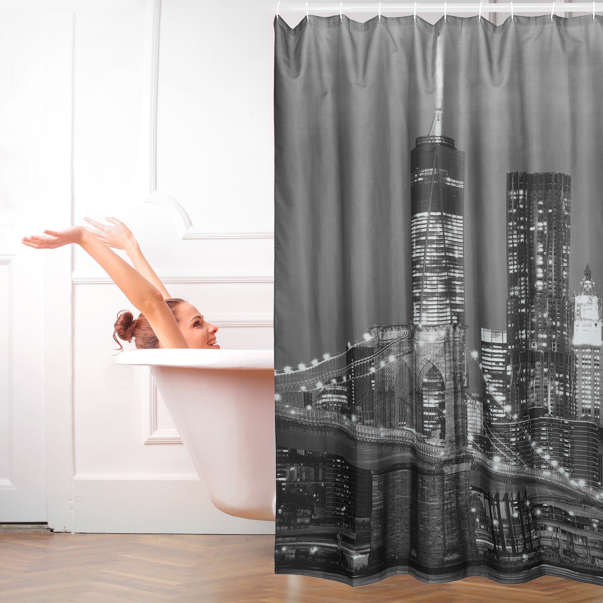 relaxdays-duschvorhang-new-york-180x180-cm-schwarz-wei image 2