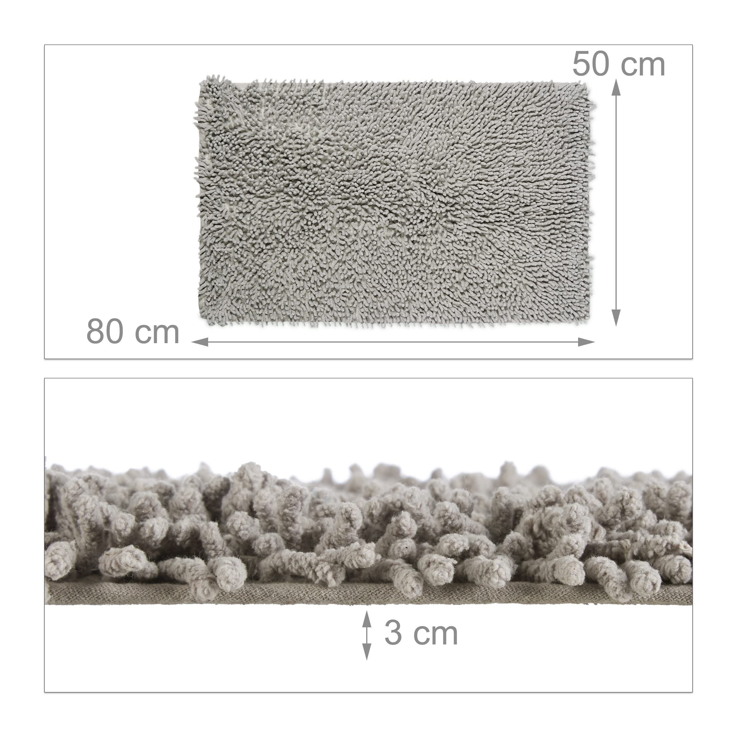 relaxdays-shaggy-badematte-hochflor-teppich-80-x-50-cm-grau image 5