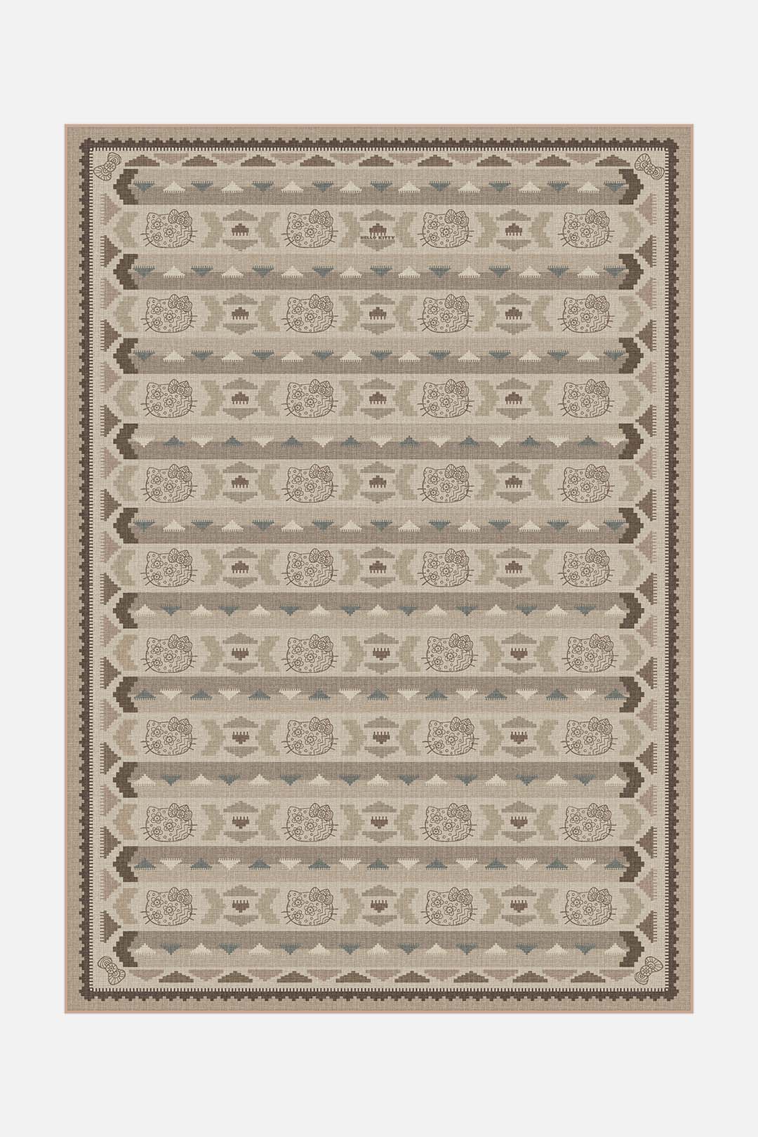 teppana-hello-kitty-kilim-mokka-teppich-waschbarer-kilim-teppich-braun image 1