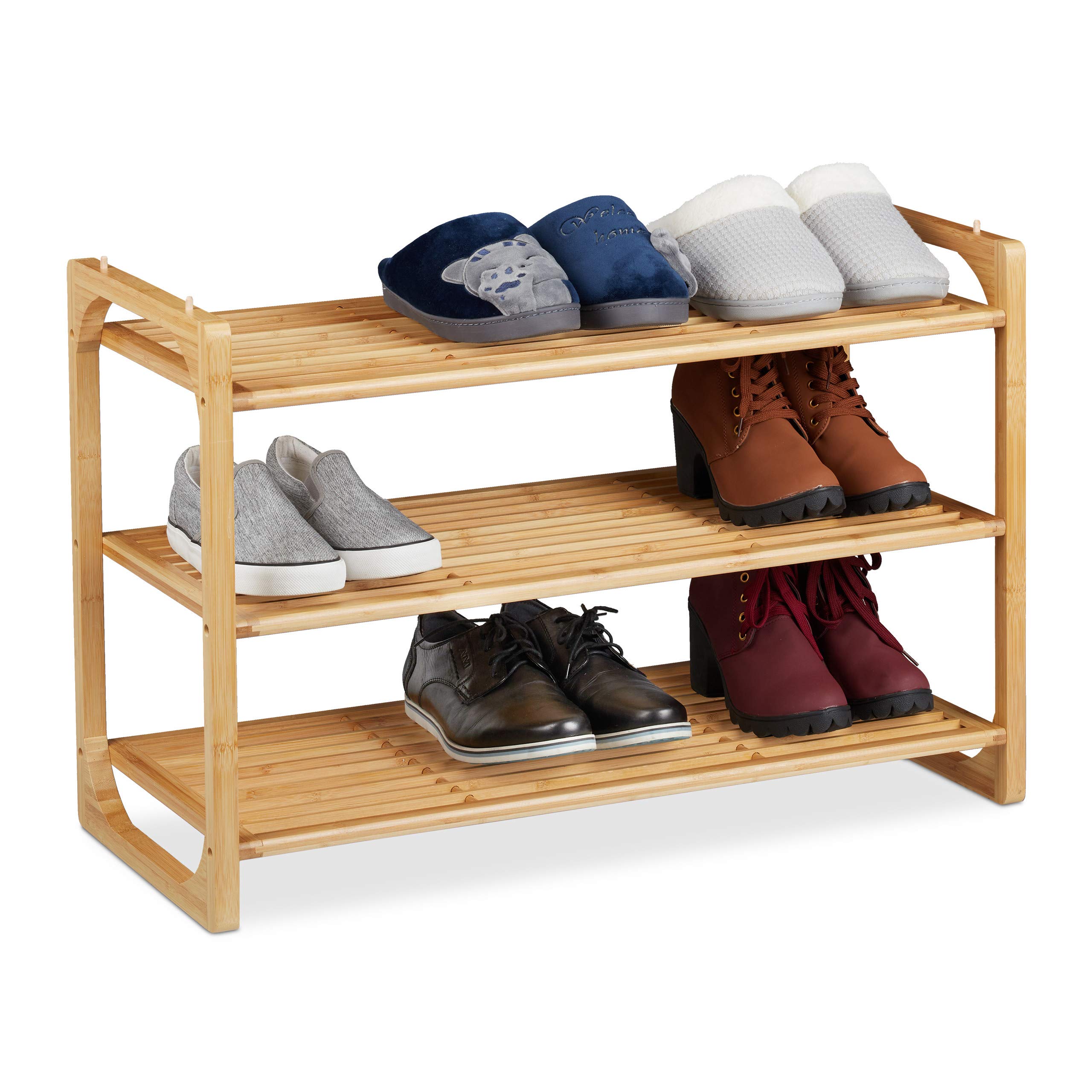 relaxdays-schuhregal-bambus-stapelbar-3-ebenen-50x75-5x33cm-natur image 1
